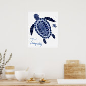 Blue Boho Tranquility Sea Turtle Family Poster (Küche)