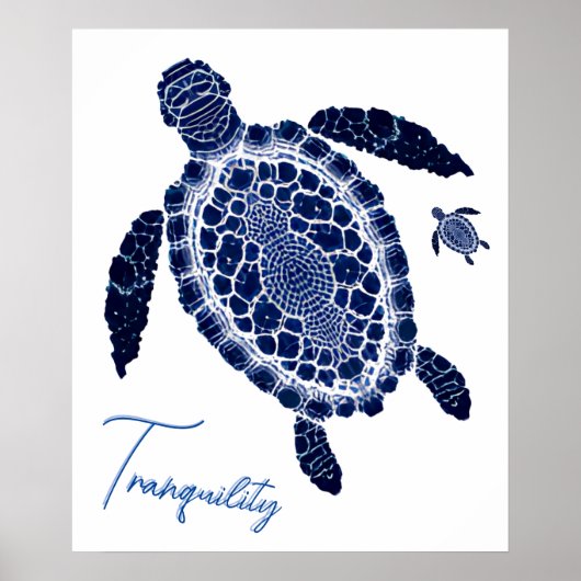 Blue Boho Tranquility Sea Turtle Family Poster (Vorne)
