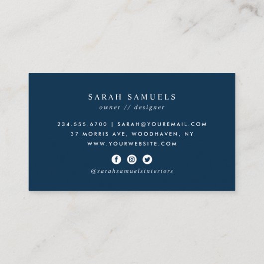 Blue Boho Vintag Floral Visitenkarte (Rückseite)