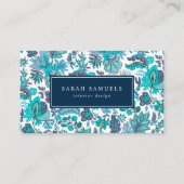 Blue Boho Vintag Floral Visitenkarte (Vorderseite)