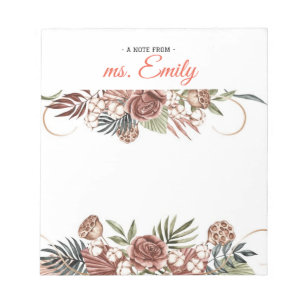 Blue Boho Wasserfarbbänder Personalisiert Notizblock