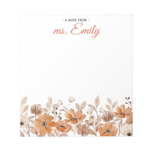 Blue Boho Wasserfarbbänder Personalisiert Notizblock (Vorderseite)