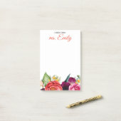 Blue Boho Wasserfarbbänder Personalisiert Post-it Klebezettel (Auf Schreibtisch)