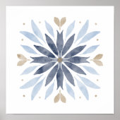 Blue Boho Watercolor Mandala Art Poster (Vorne)