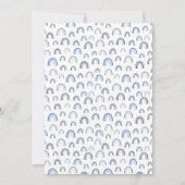 Blue Boho Watercolor Rainbow Boy Baby Dusche Einladung (Rückseite)