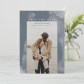 Blue Boho Watercolor Save the Date (Stehend Vorderseite)