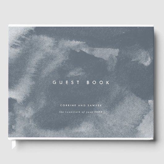 Blue Boho Watercolor Wedding Gästebuch (Vorderseite)