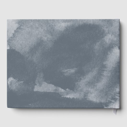 Blue Boho Watercolor Wedding Gold Foil Gästebuch (Rückseite)