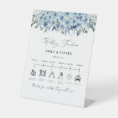 Blue Boho Wedding Timeline Sign Sockelschild (Vorderseite)