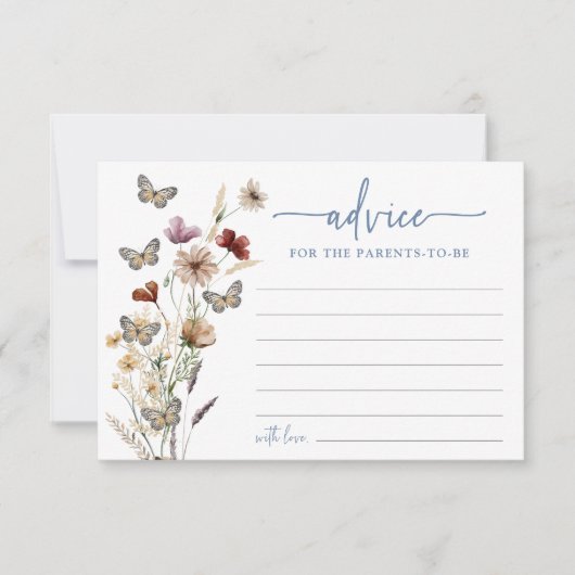 Blue Boho Wildblume Advisor Card Einladung (Vorderseite)