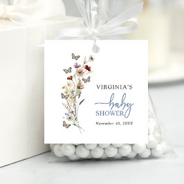 Blue Boho Wildblume Baby Dusche Geschenkanhänger