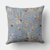 Blue Boho Wildblume Baby Stats Kissen (Rückseite)