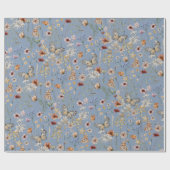 Blue Boho Wildblume Geschenkpapier (Flach)