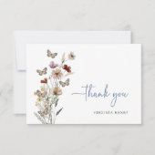 Blue Boho Wildblume Vielen Dank Karten (Vorderseite)