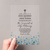 Blue Boho Wildblumen Moderne katholische Hochzeit Acryleinladungen (Insitu (Handheld))