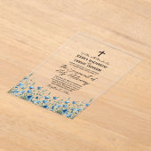 Blue Boho Wildblumen Moderne katholische Hochzeit Acryleinladungen (Ablage )