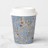 Blue Boho Wildblumen Pappbecher (Vorderseite)
