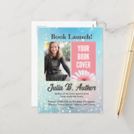 Blue Bokeh Autor Buch Einladung