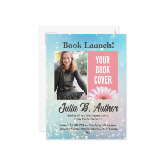 Blue Bokeh Autor Buch Einladung