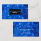 Blue Bokeh Black Panel Visitenkarte (Vorne/Hinten)