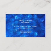 Blue Bokeh Black Panel Visitenkarte (Rückseite)