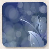 Blue Bokeh-Blätter Getränkeuntersetzer (Vorderseite)