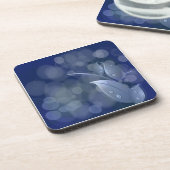 Blue Bokeh-Blätter Getränkeuntersetzer (Linke Seite)