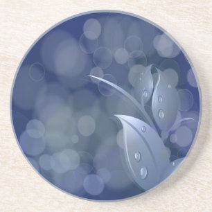 Blue Bokeh-Blätter Getränkeuntersetzer