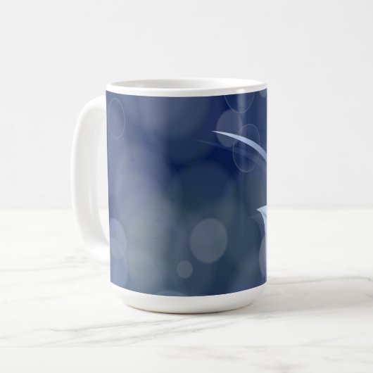 Blue Bokeh-Blätter Kaffeetasse (Vorderseite Links)