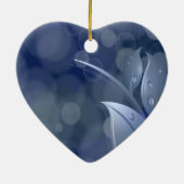 Blue Bokeh-Blätter Keramik Ornament (Hinten)