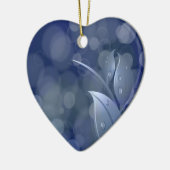 Blue Bokeh-Blätter Keramik Ornament (Links)