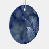 Blue Bokeh-Blätter Keramik Ornament (Rechts)