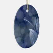 Blue Bokeh-Blätter Keramik Ornament (Rechts)