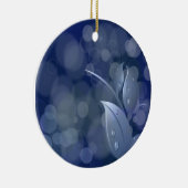 Blue Bokeh-Blätter Keramikornament (Rechts)