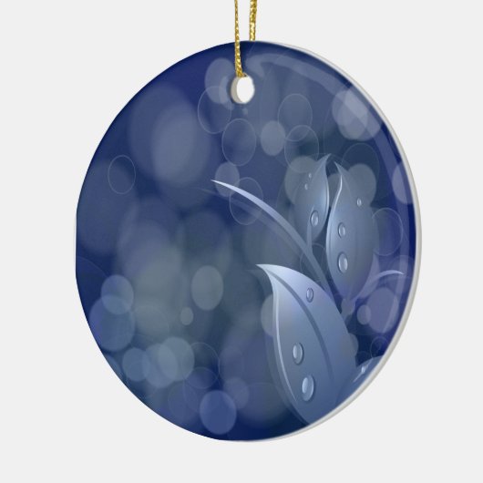 Blue Bokeh-Blätter Keramikornament (Links)