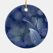 Blue Bokeh-Blätter Keramikornament (Hinten)