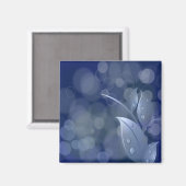 Blue Bokeh-Blätter Magnet (Vorderseite/Rückseite)