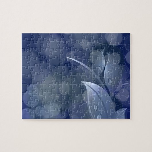 Blue Bokeh-Blätter Puzzle (Horizontal)