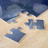 Blue Bokeh-Blätter Puzzle (Seite)