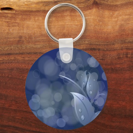 Blue Bokeh-Blätter Schlüsselanhänger (Vorderseite)