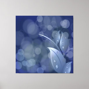 Blue Bokeh Blätter Wrapped Canvas Leinwanddruck