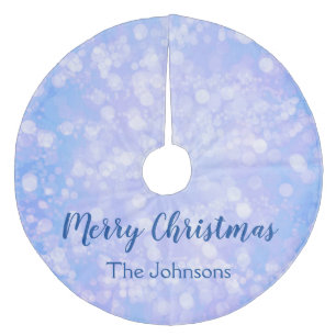 Blue Bokeh Fleece Weihnachtsbaumdecke