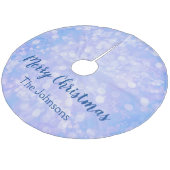 Blue Bokeh Fleece Weihnachtsbaumdecke (Schrägansicht)