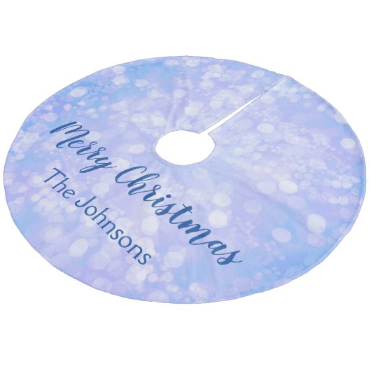 Blue Bokeh Fleece Weihnachtsbaumdecke (Schrägansicht)