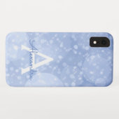 Blue Bokeh Glitzer Funkelnd Monogram Case-Mate iPhone Hülle (Rückseite (Horizontal))