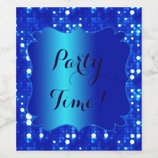 Blue Bokeh Glitzern Wine Flasche Etikett (Einzelnes Label)