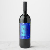 Blue Bokeh Glitzern Wine Flasche Etikett (Vorderseite)