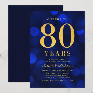 Blue Bokeh Gold freut sich auf 80 Jahre Geburtstag Einladung