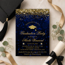 Blue Bokeh & Gold Glitzer Graduation Party