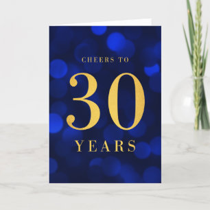 Blue Bokeh Gold jubelt auf 30 Jahre Geburtstag Karte